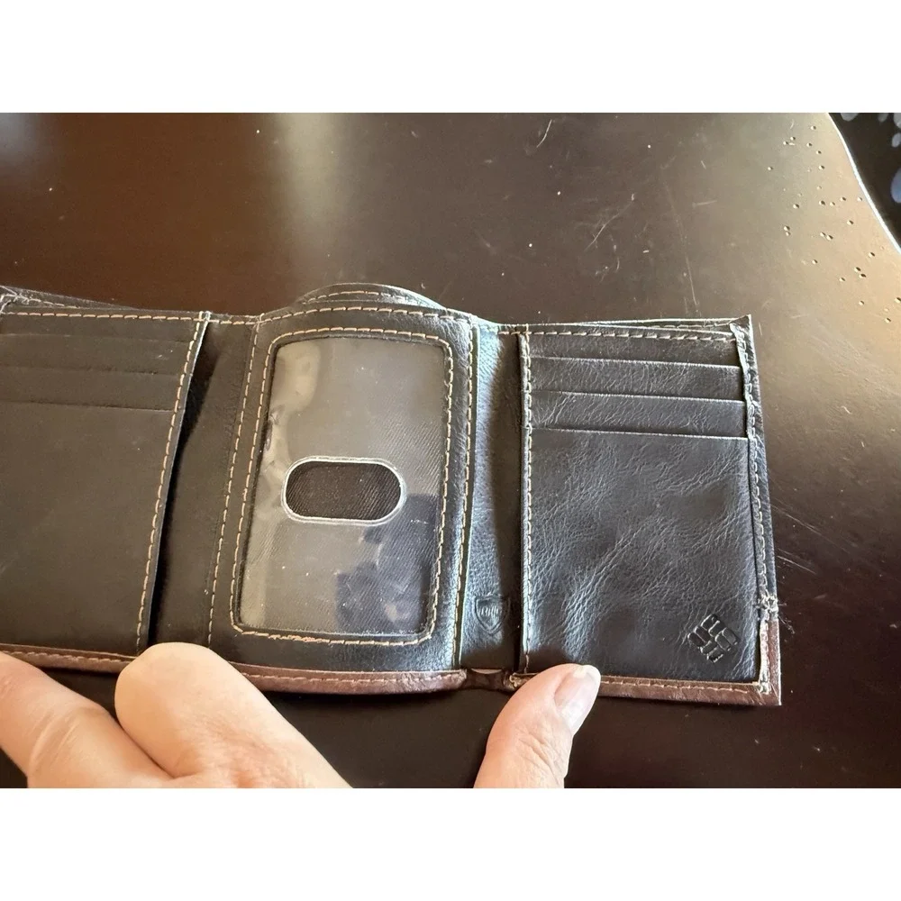 Columbia Wallet Mens Brown Leather Bifold ID Card Holder Billfold